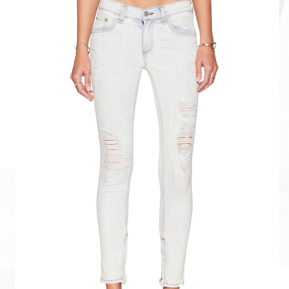 Rag & Bone Zipper Capri Shredded Bleachout Size 24